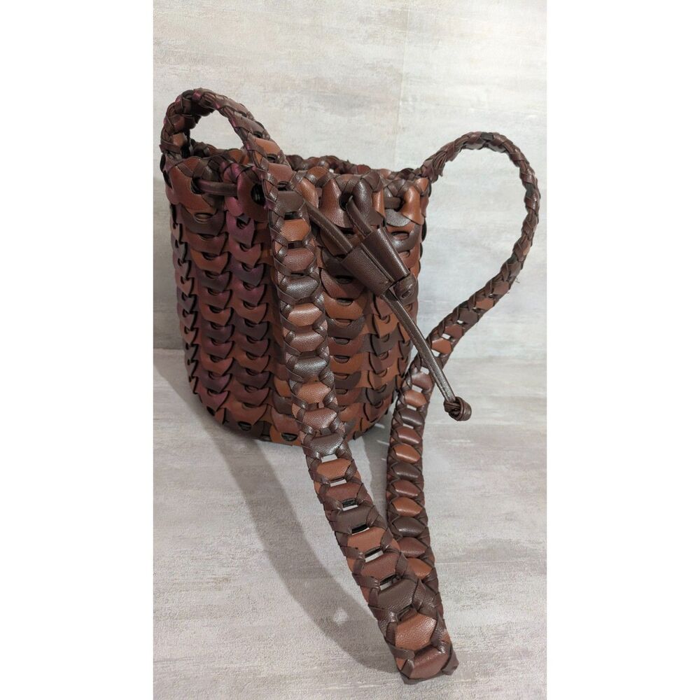 Woven Scales Leather Bucket Bag - Picture 4 of 8